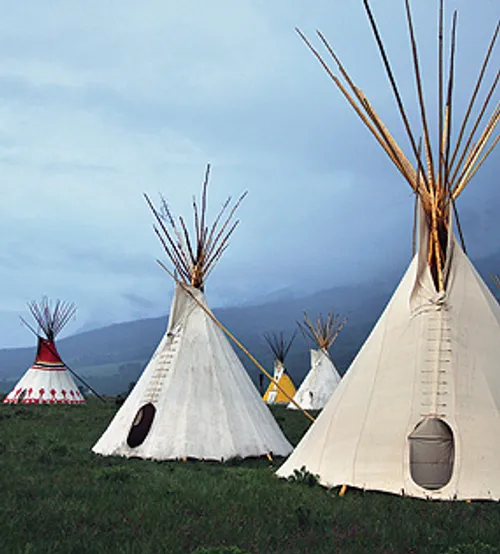 Blackfeet tipis standing in Glacier National Park, from the park’s Native America Speaks page.