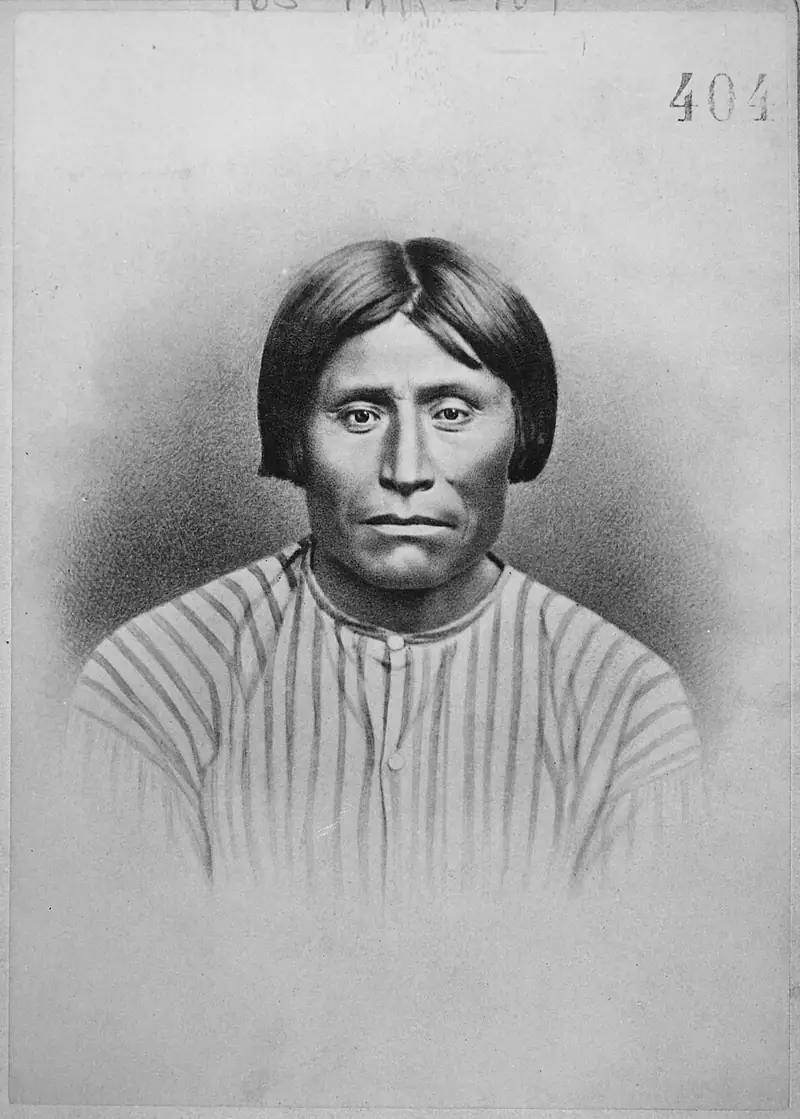 An 1873 photograph of Kintpuash, the Modoc leader called Captain Jack, facing the camera.
