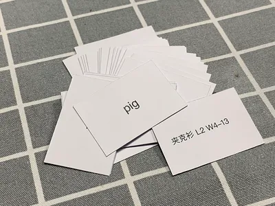 A set of flash cards used for language learning.